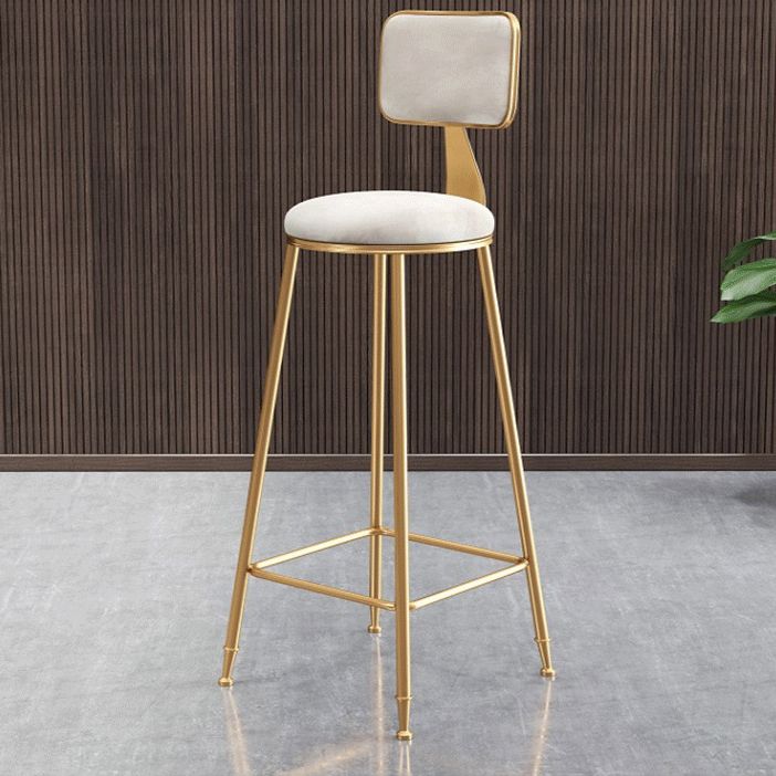 Glam Armless Backrest Counter Stool Steel Cashier Bar Stool with Flannel Cushion and Pedal