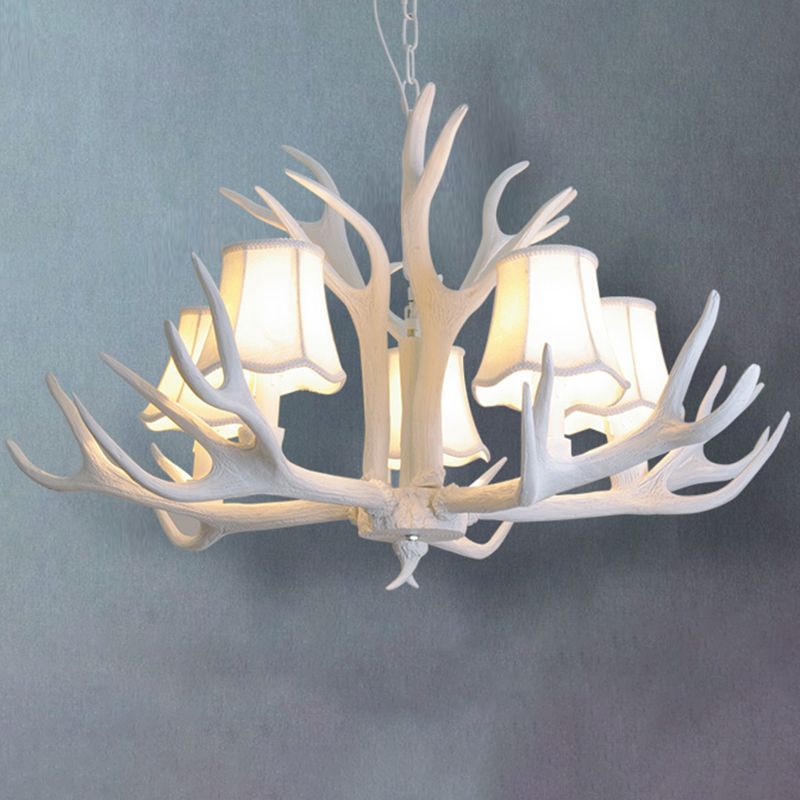 Classic Deer Horn Chandelier Pendant Light Resin Hanging Lighting for Living Room