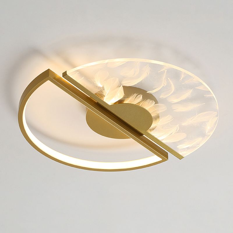 2 Light Circle Ceiling Lamp Modern Style Metal Ceiling Lighting for Living Room