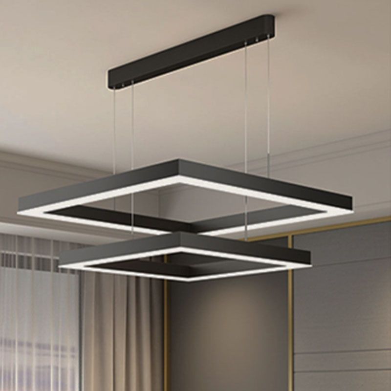 Mehrere Quadrate hängende Deckenleuchten moderner Esszimmer Beleuchtung Metall Kronleuchter