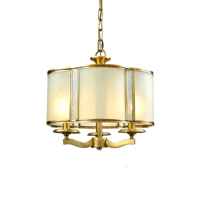 Scalloped Dining Table Pendant Chandelier Colonialism Opal White Glass 3/4 Heads Hanging Ceiling Light