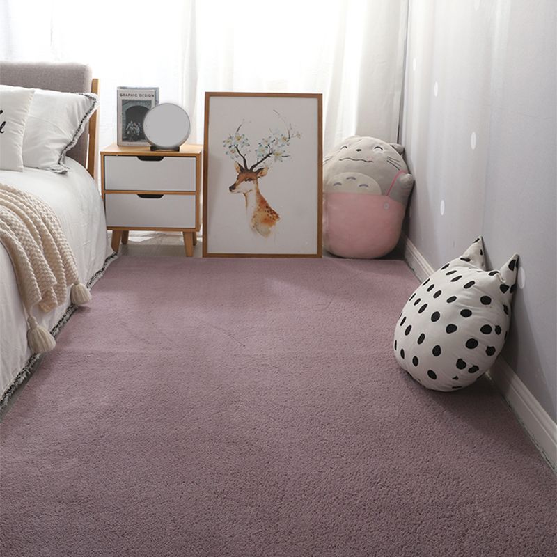 Simple Bedroom Rug Multi Color Solid Color Rug Cotton Blend Anti-Slip Backing Stain-Resistant Pet Friendly Indoor Rug