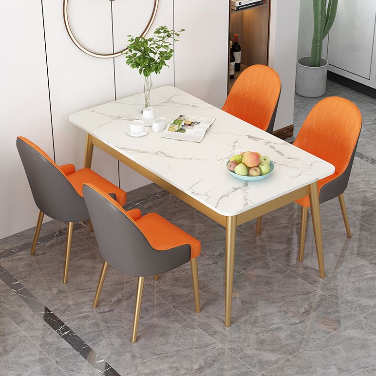 Modern Sintered Stone Top Standard Dining Set White Kitchen Dining Set with 4 Legs Table