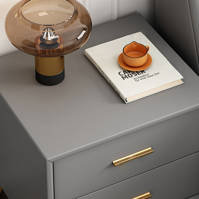 2-Drawer Accent Night Table 19" Tall Nightstand with Iron Legs