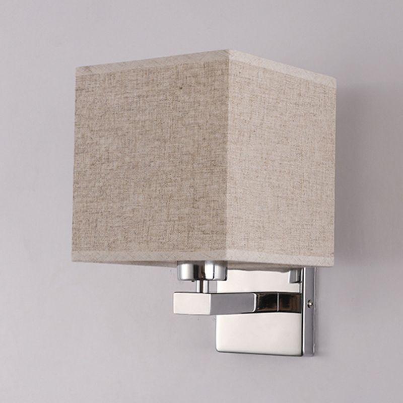 Modern Metal Wall Sconce Rectangle Shape Wall Light with Fabric Shade for Study