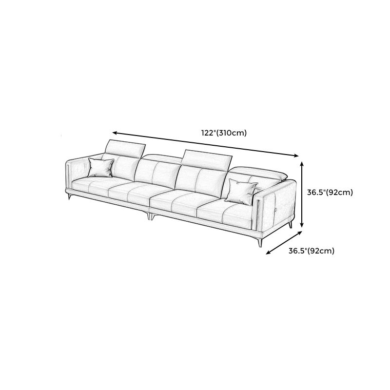Genuine Leather Track Arm Sectional Sofa 36.22"High Cushion Back Sofa