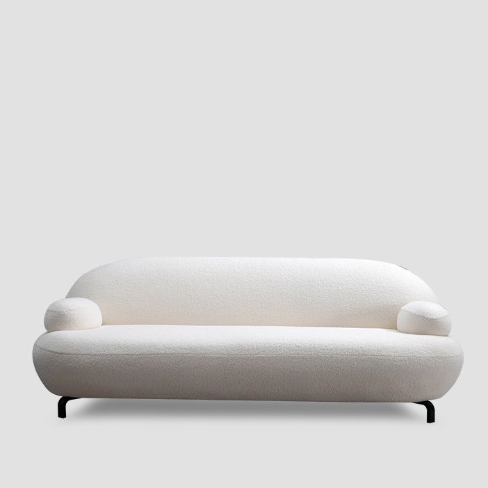 Recessed Arm Sofa Contemporary Wool 29.52-Inch High Sofa in Whit