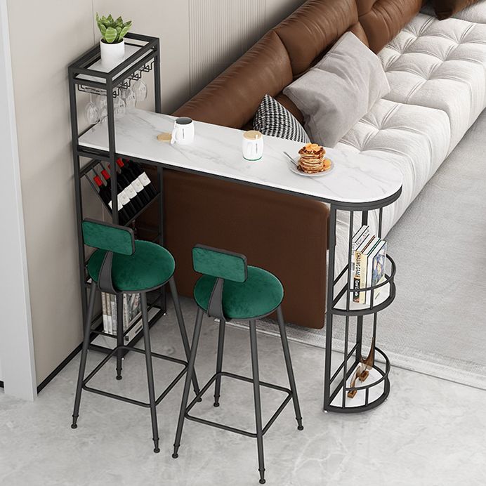 Table à manger au bar moderne table de hauteur du bar intérieur avec étagères haut de 42 pouces