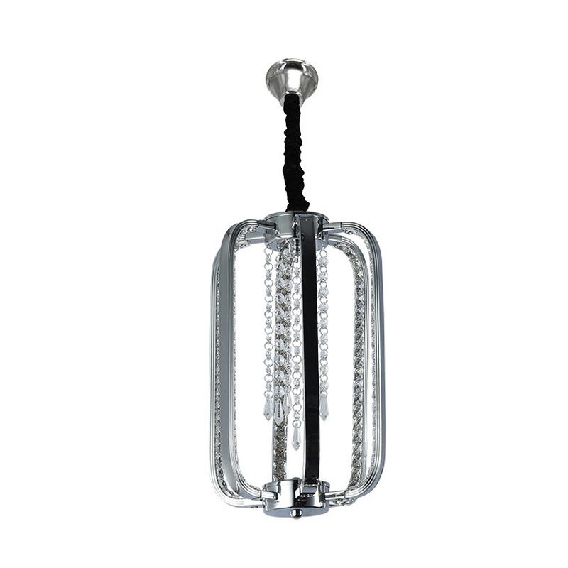 Lampe à pente du cylindre minimaliste Crystal Crystal 8 "/ 16" LED PLAFICE DE CHAMBRE LED LED en argent pour la chambre