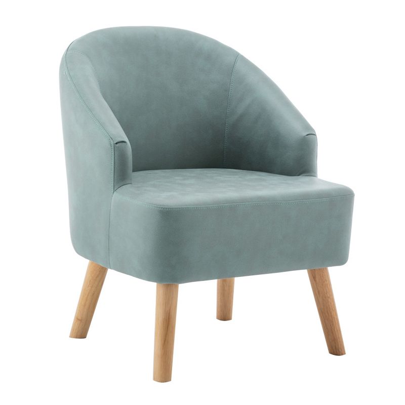 Faux Leather Chair Barrel Chair Solid Wood Frame Chair for Living Room