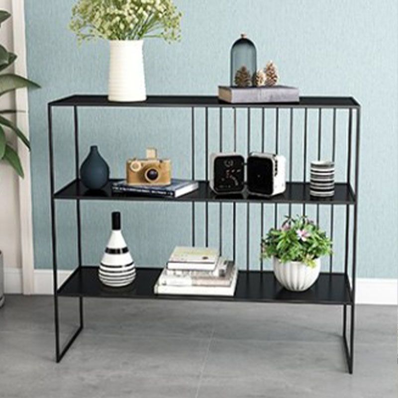 Modern Iron Open Storage Console Sofa Table Rectangle End Table with Shelves for Hall
