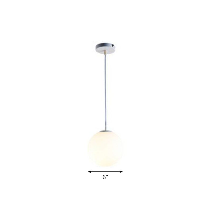 Opaque Glass Spherical Hanging Lamp Modern 1 Head White Pendant Lighting for Dining Room