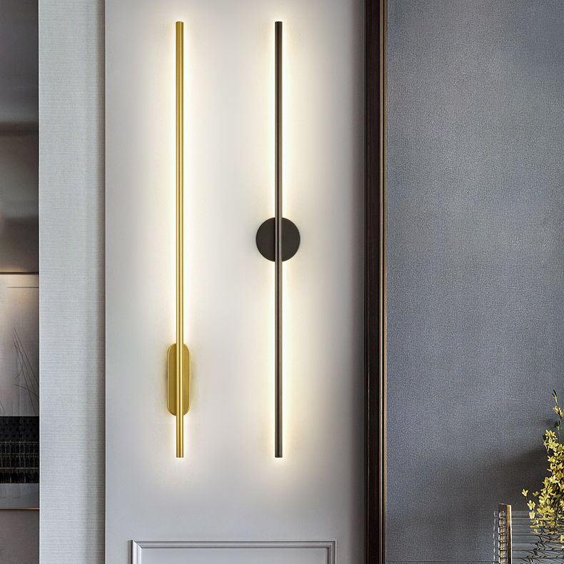 Modern Minimalist Linear Wall Mounted Light Fixture Silica Gel Wall Lighting Ideas In Gold Finish