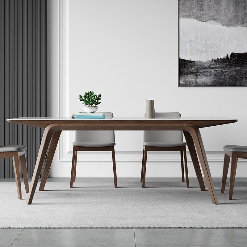 Modern Stone Rectangle Dining Table 4 Legs Table for Kitchen
