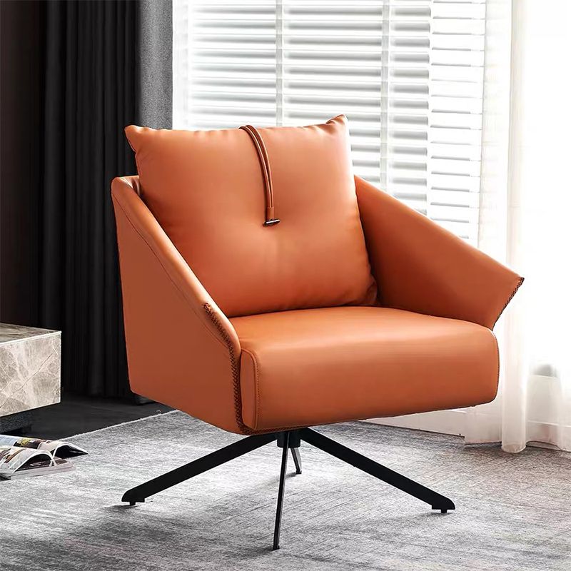 Contemporary Bonded Leather Pillow Back 4-Star Accent Armchair