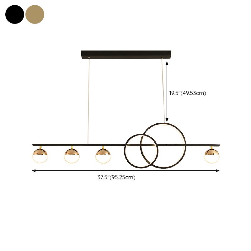 Black / Gold Contemporary Ceiling Pendant Fixture Metal and Glass Kitchen Island Light