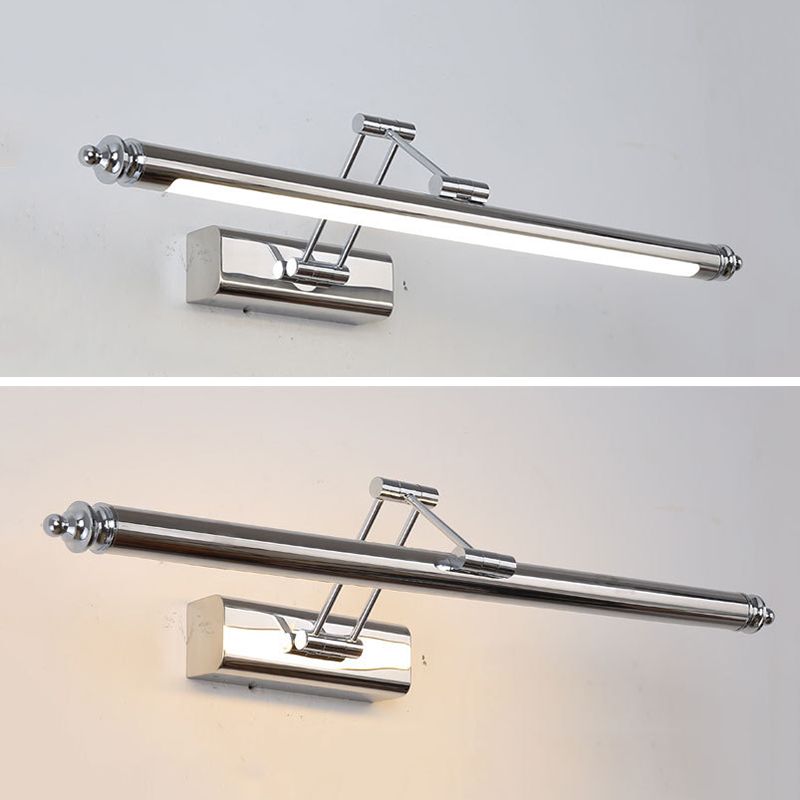 Metal linear Shade Swing Arm Wall Lights Modern 1 Head Wall Mount Fixture in Chrome