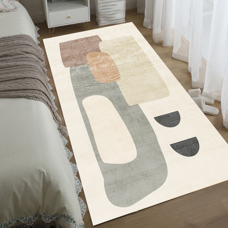Modern Bedroom Area Rug Geometric Pattern Polyester Area Carpet Non-Slip Backing Area Rug