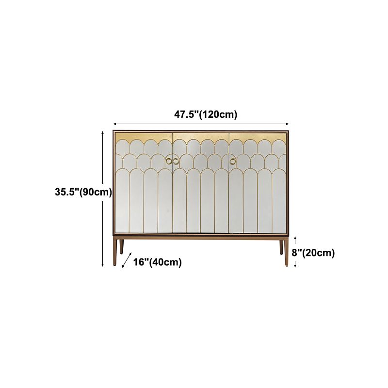 Glam Wood Top Kitchen Server Gold Frame Buffet Server for Living Room