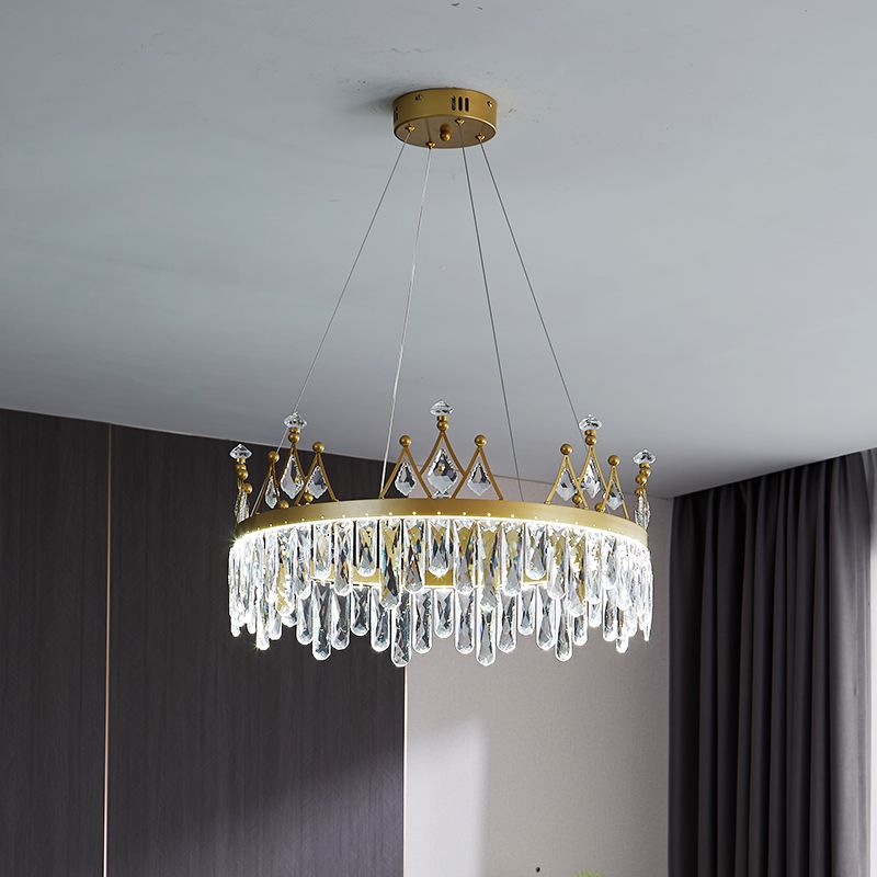 New Modern Gold Tiered Chandelier Light Fixtures Crystal LED Hanging Lamp for Living Room