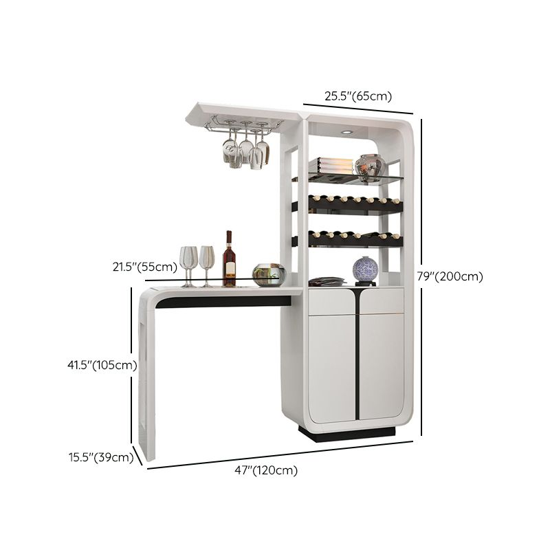 Modern Rectangle Bar Table Wood Table with Wine Cabinet for Living Room