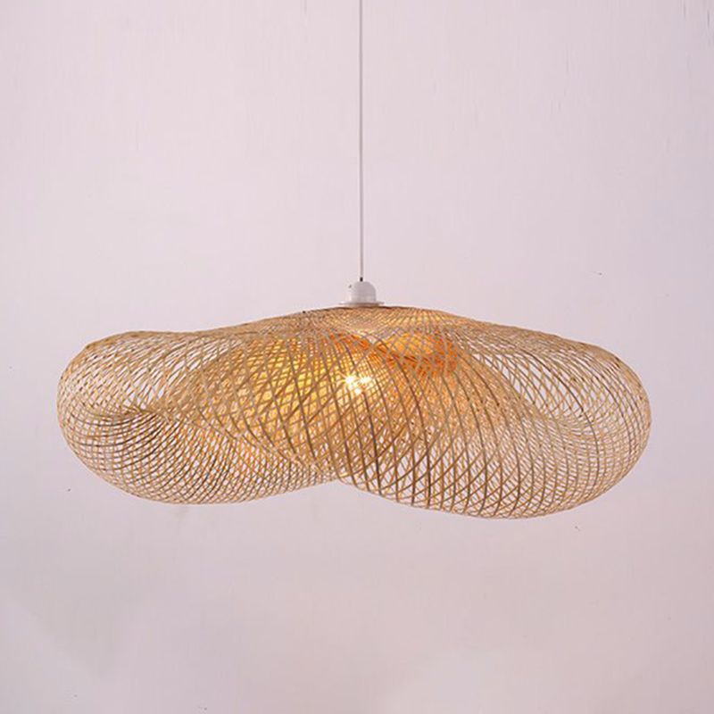 Handwebige Bambus hängend hängendes Licht 1-Licht Asiatischer Stil HABTE LEISTUNG FÜR FAUER ESSIONEN ZUHAMPLUNG