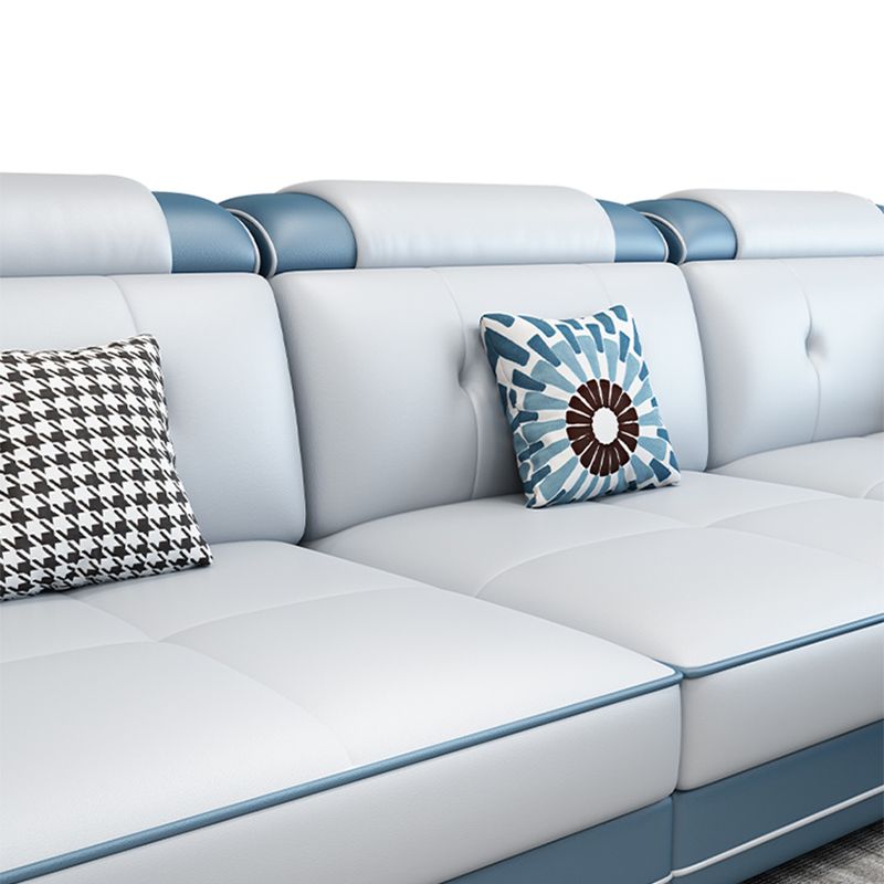 Faux Leather Slipcovered Modern Storage Sectional for Four People