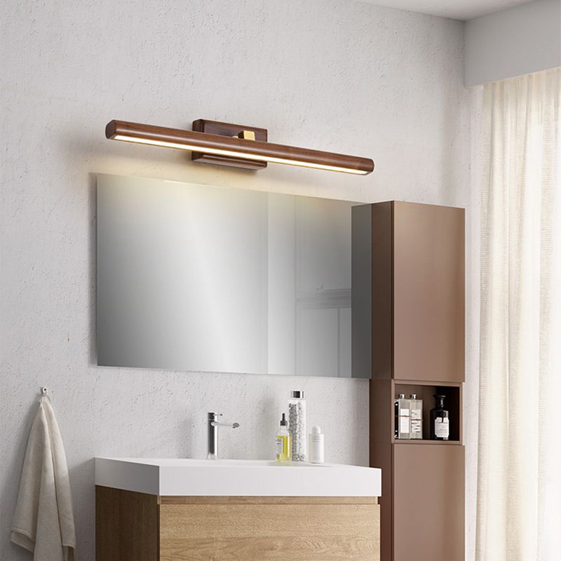 Lineare Wandleuchte Leuchten zeitgenössischer Holz LED -Badezimmer Wandbeleuchtung in Braun