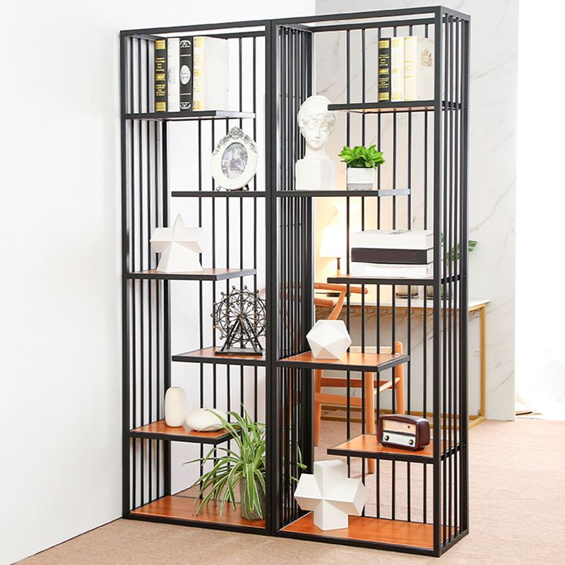 Light Luxury Standard Shelf Bookcase Metal 6-Tier Open Back Shelf
