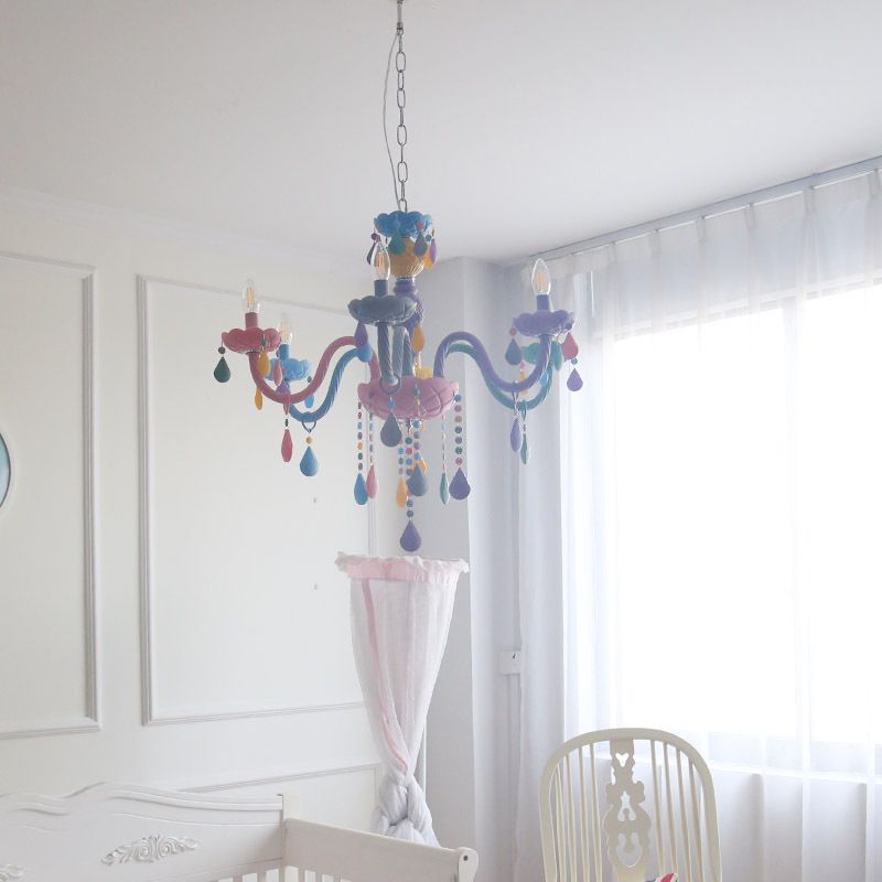 Lustre en macaron multi-tête contemporain luminaires de pendentif en verre métallique pour chambre à coucher pour la chambre à coucher