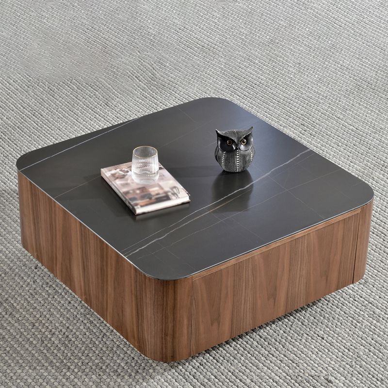 Square Square Block Base Design Slate Plate Table Plate with Drawer Coffee Table