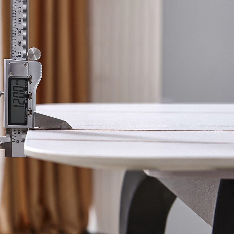 Rectangular Sintered Stone Dining Table Modern Furniture with 4 Black Legs