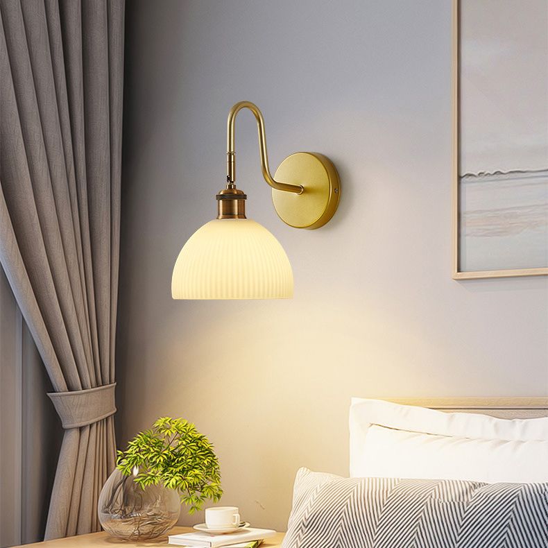 Dome Shape Glass Vanity Lamp Modern Style 1 Light Vanity Light Fixture in Gold