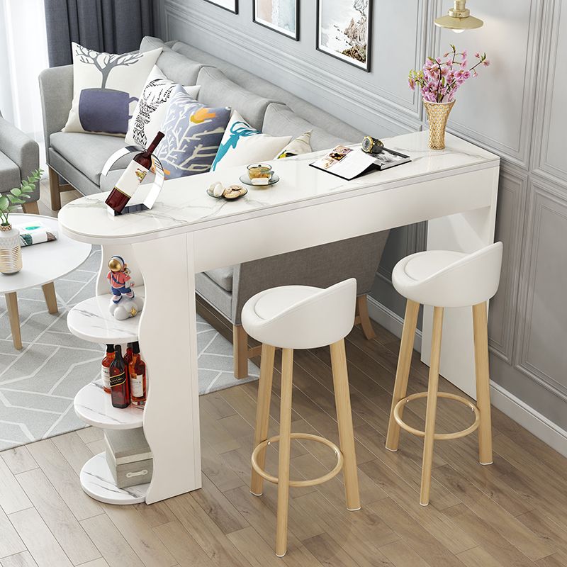 Matte Finish Bar Set with Upholstered Stools 1/2/3 Pieces Glam Indoor Pub Table Set