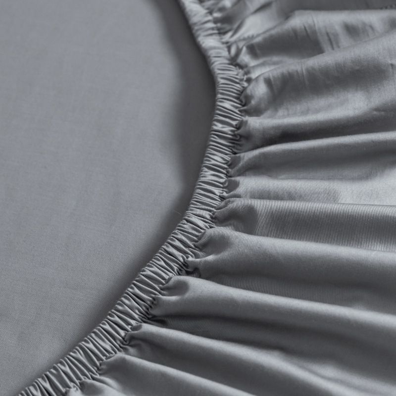 Whole Colored Fitted Sheet Fade Resistant Sateen Weave Soft Sheet Set