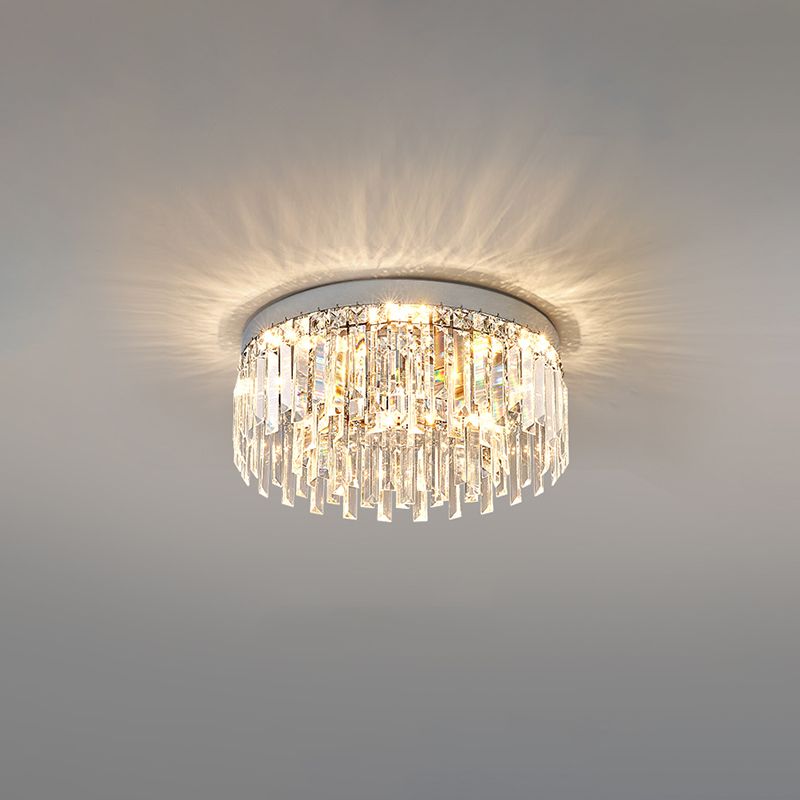 Moderne Luxus-Deckenleuchte in runder Form, Kristall, 1 Licht, Unterputzmontage für Wohnzimmer