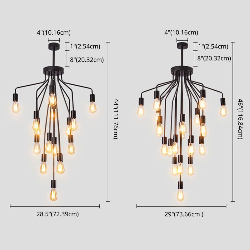 Luz de lámpara de araña expuesta iluminación colgante de metal industrial para restaurante