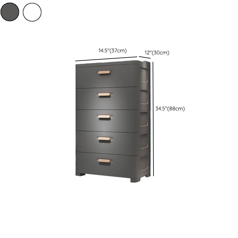 Contemporary Vertical Plastic Kids Nightstand with 5 Drawers for Bedroom