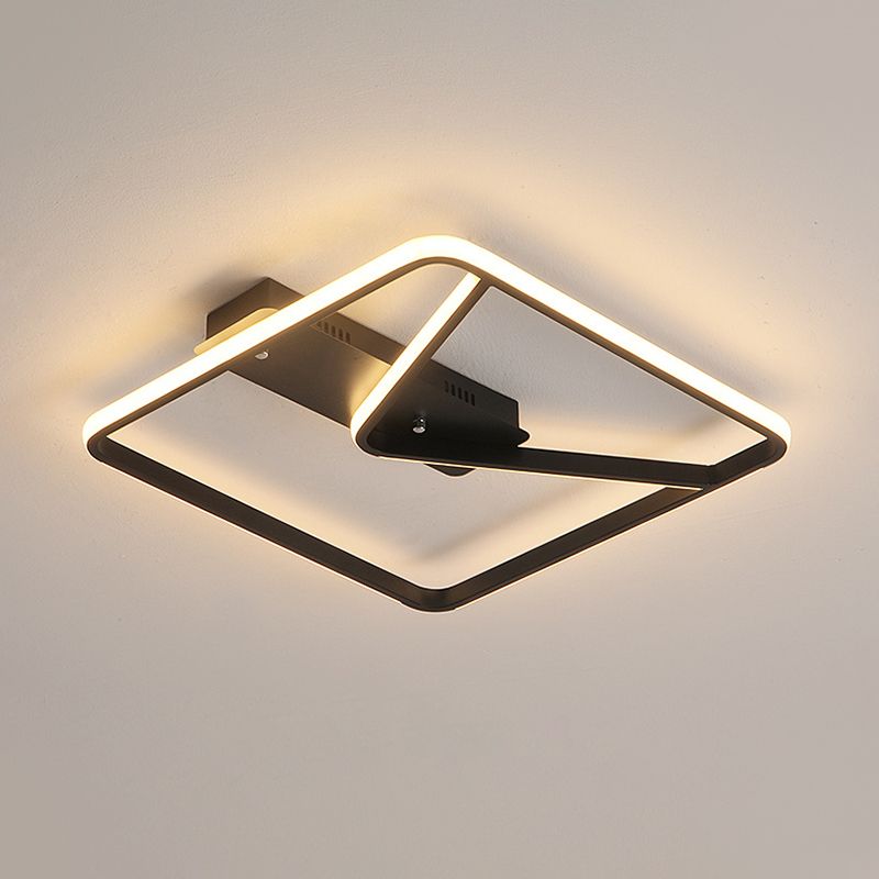 18 "/23.5" W LED-Schlafzimmer Deckenbeleuchtung Schlichtheit Schwarz Flush Mount mit Square Aluminium Rahmen in Warm/Weißes Licht