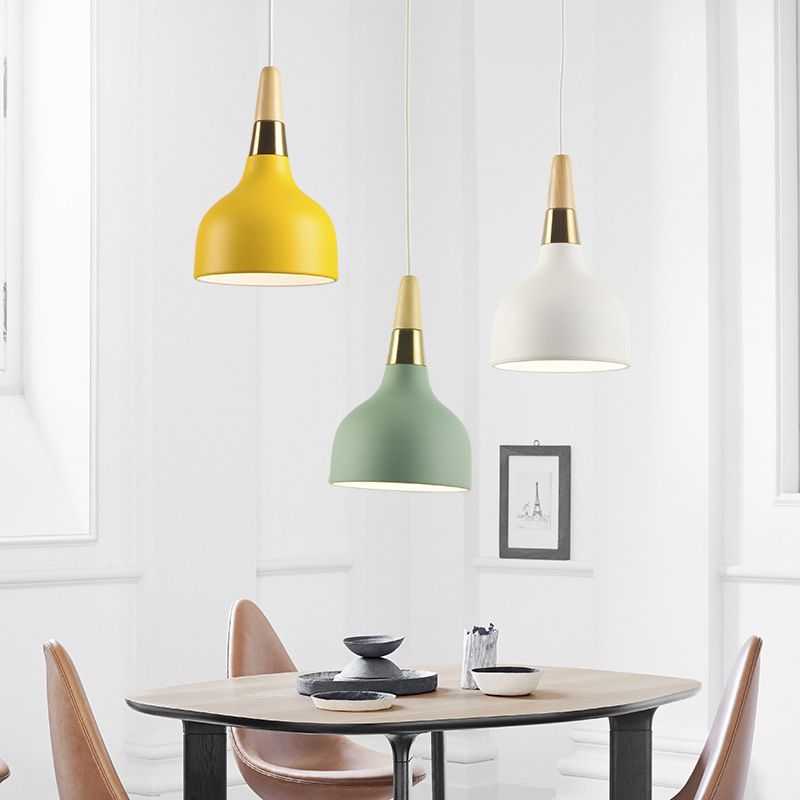 Aluminum Drop Shaped Hanging Light Macaron 1 Head Pendant Light for Dining Room