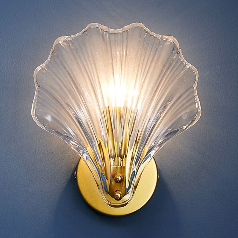 Glass Shell-Shaped Wall Light Sconces Modern 1 Light Wall Mounted Lamp
