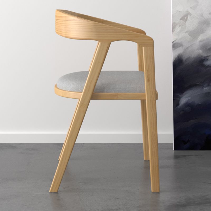 Contemporary Solid Wood Dining Chair Upholstered Fabric Dining Arm Chair