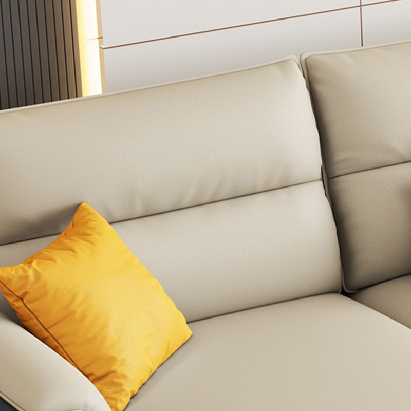 Recessed Arm Cushion Back Stain-Resistant Sofa Faux Leather Living Room Sofa