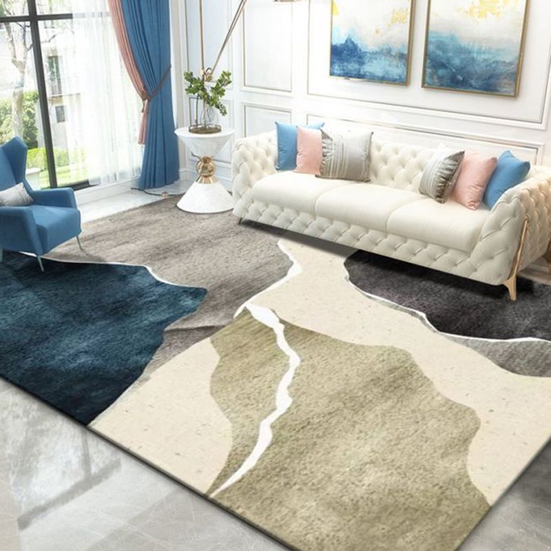 Creative Colorblock Rug Multicolor Modern Rug Polyester Pet Friendly Washable Non-Slip Area Rug for Bedroom