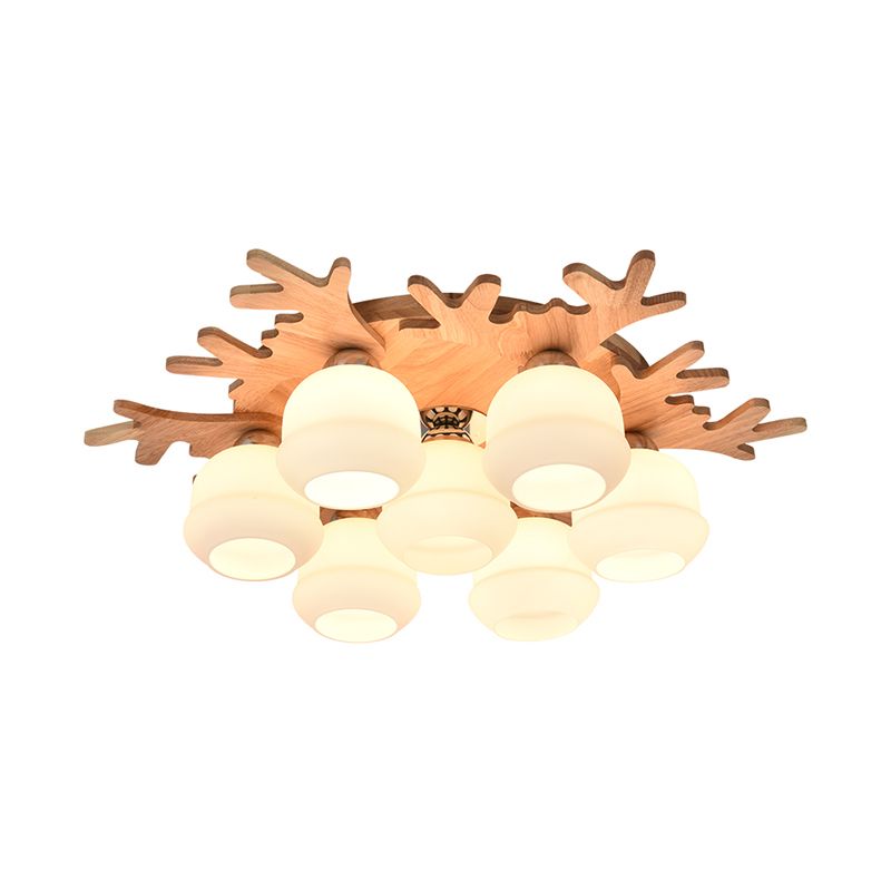Antler Shape Ceiling Lamp Modern Wood 1 Light Flush Mount for Living Room