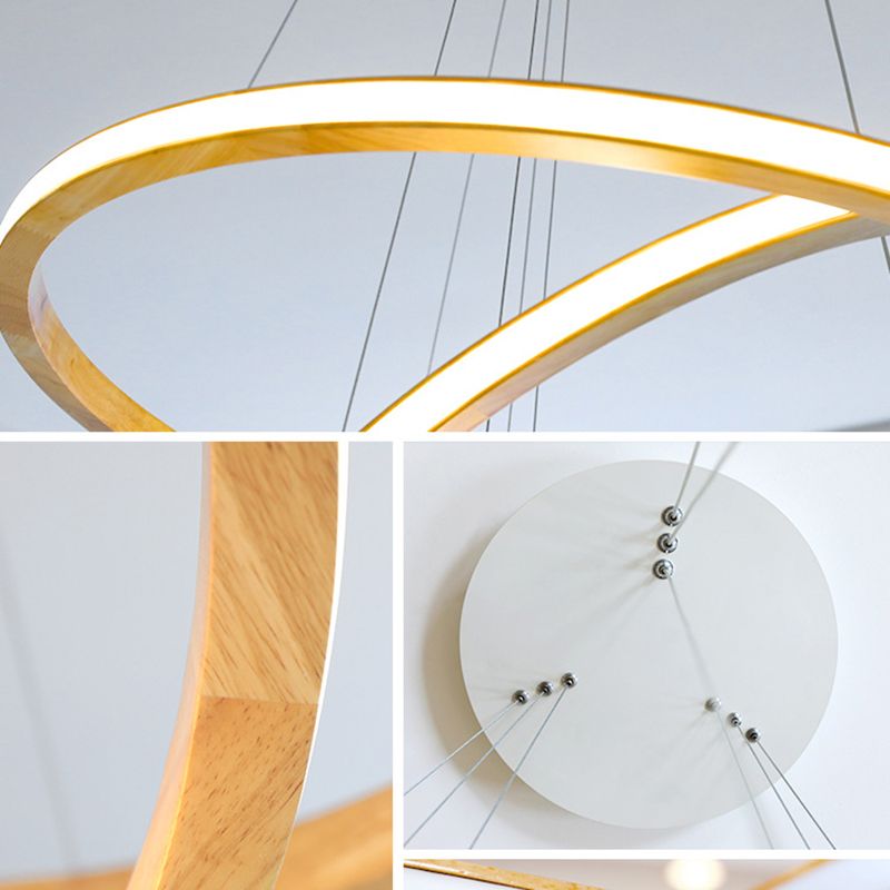 Contemporary Linear Chandelier Lights Wood Chandelier Pendant Light in Brown