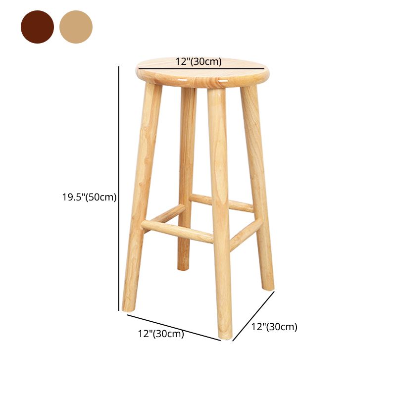 Contemporary Round Counter Bar Stool Wood Backless Bar Stool with Footrest