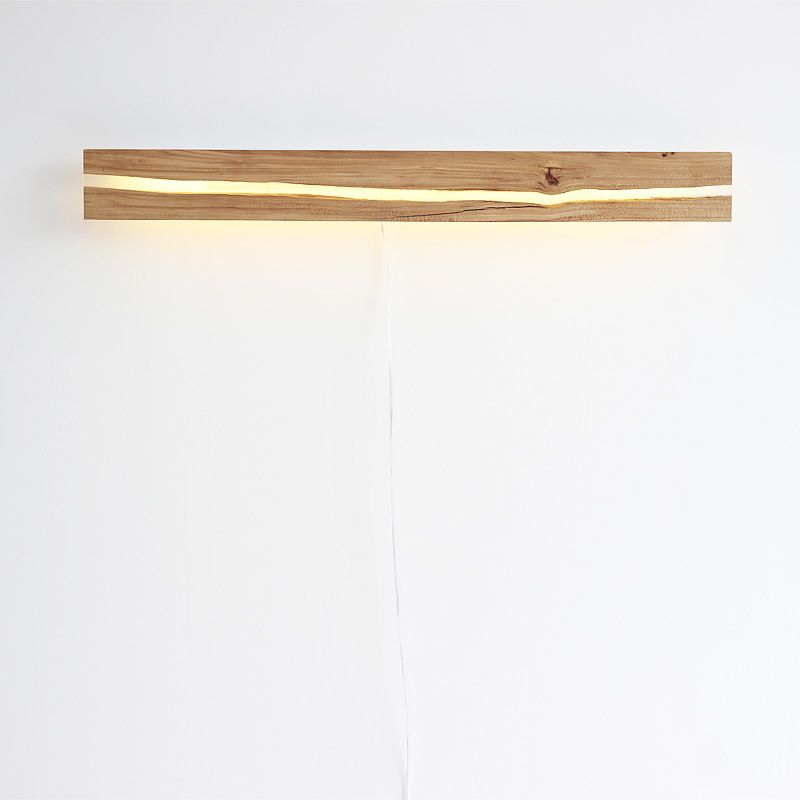 Wooden Bar Shaped Shelf Wall Light Nordic Style LED Wall Sconce for Living Room