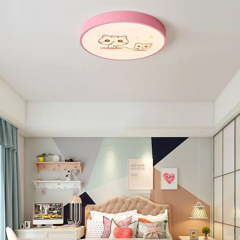 Plafonnier de forme ronde moderne macaron fer 1 lumière encastré pour étude