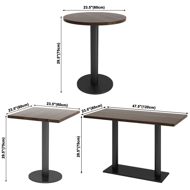 Industrial Brown Dinner Room Kitchen Table Solid Wood Top Table with Metal Base for Dining Room
